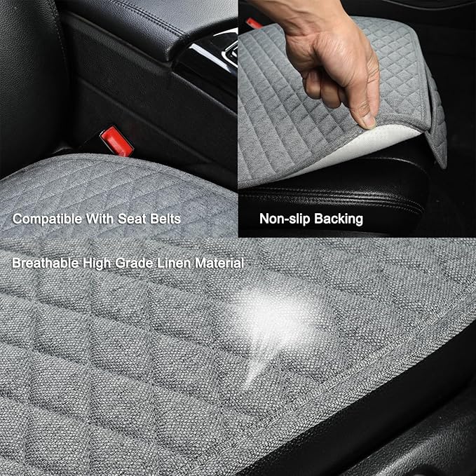 West Llama Linen Car Seat Covers,Bottom Seat Covers for Cars Include 2 Piece Front Driver Seat Pad Mat Universal Fits 90% Vehicles,SUVs,Cars,Sedans(2Piece-Gray)