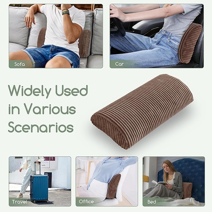 HIGOGOGO Lumbar Support Pillow for Recliner Chair/Accent Chair/Couch, Memory Foam Back Support Cushion for Elderly, Recliner Cushions for Back Rest, Pain Relief, Reading, Washable Cover, Brown