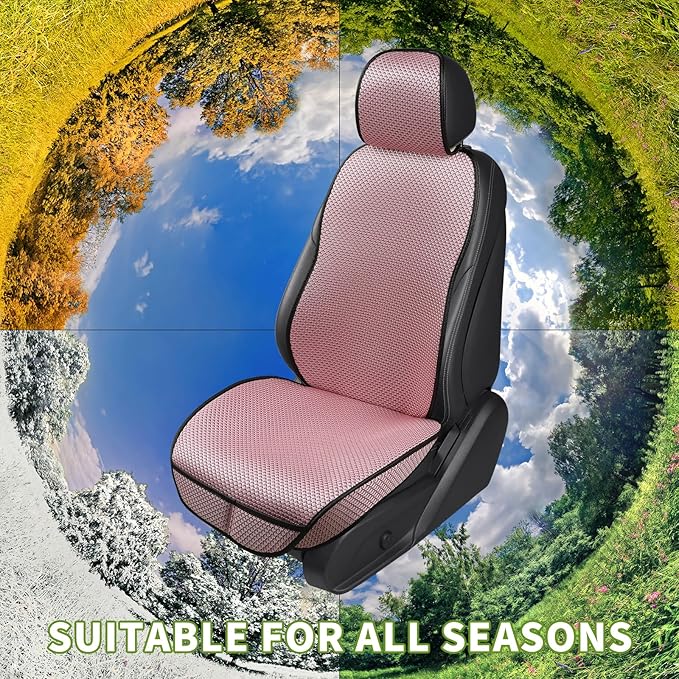 Auto Newer Car Seat Cover,Breathable Front Car Seat Cushion,Comfortable Car Seat Protector,Anti-Slip and Full Wrap Driver Car Seat Protector with Storage Pocket,Universal All Seasons(Pink,1PCS)