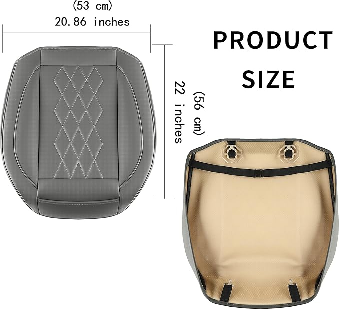 JOJOBAY Leather Car Seat Cover,Bottom Seat Covers for Cars,Front Seat Protector,Fit for 95% of Vehicles - Padded,Anti-Slip,Premium Leather(1 PC,Grey)