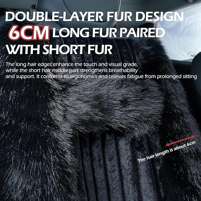 Winter Plush Car Seat Cushion, Full Back Wrap Around Thickened Soft Warm Car Seat Cover, Fuzzy Fluffy Automotive Seat Protector Pad for Cold Weather, Compatible with Most Cars Sedans SUVs Trucks