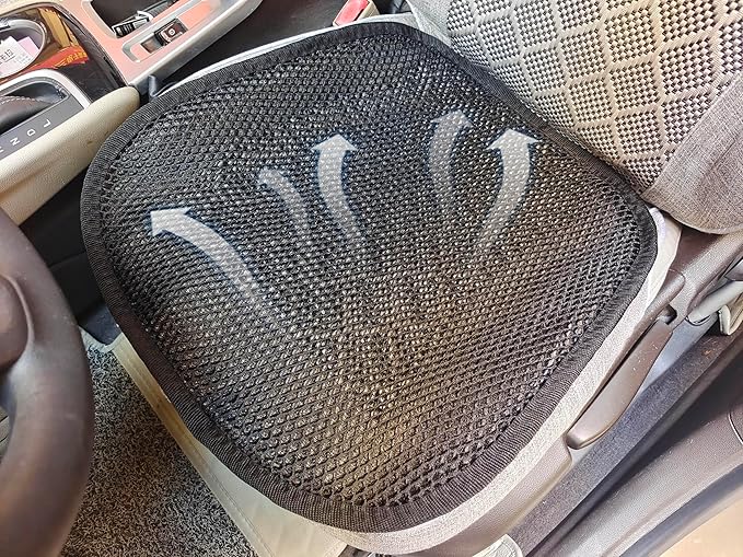 Summer Cool 3D Air Mesh Breathable Vented Car Seat Cushion Pad,Universal Auto Back Cooling Ventilated Seat Cover for Car SUV Truck Van Pickup for Driving Seat(Black, 1 Pack seat pad)